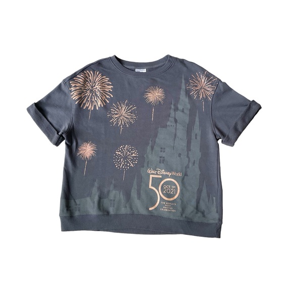 Walt Disney World 50th Anniversary Dolman Sleeve Sweatshirt Dark Grey Size L - Picture 2 of 9